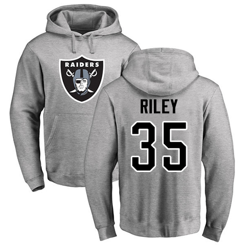 Men Oakland Raiders Ash Curtis Riley Name and Number Logo NFL Football 35 Pullover Hoodie Sweatshirts